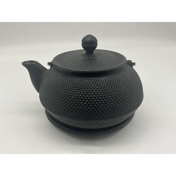 Cast Iron VTG Teapot with Handle & Hobnail Design Japanese Nambu Tekki Tetsubin - Picture 11 of 16